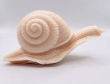 Load image into Gallery viewer, Handmade vegan soaps featuring a detailed snail, in beautiful eco friendly packaging. crafted with natural French clays, activated charcoal and essential oils. a eco-friendly, zero waste gift that’s cruelty-free, skin-nourishing, the perfect gift for snail lovers, gardeners or for animal lovers. small business UK