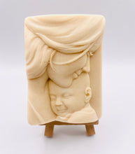 Load image into Gallery viewer, Handmade vegan soaps featuring mother and her new baby, in beautiful eco friendly packaging. crafted with natural French clays, activated charcoal and essential oils. a eco-friendly, zero waste gift that’s cruelty-free, skin-nourishing, the perfect gift for any new mother or baby shower gift. small business UK