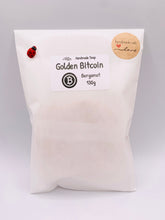 Load image into Gallery viewer, Handmade chunky vegan soap shaped as a golden Bitcoin. perfect crypto gift and gifts for him. Small Business UK