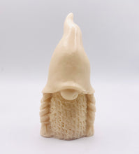 Load image into Gallery viewer, Handmade vegan soap featuring a chunky girl gnome with long plaits packed in beautiful eco friendly packaging. crafted with natural French clays, activated charcoal and essential oils. a eco-friendly, zero waste gift that’s cruelty-free, skin-nourishing, and perfect for gnome lovers or animal themed gifts. Small business UK