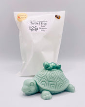 Load image into Gallery viewer, Turtle gift. Frog gift. Zero waste gift. Modern gift idea. Handmade home style. Slow and steady wins the race… especially when you’ve got a little frog friend catching a ride! 🐢💚 This adorable Turtle & Frog Soap is handmade with love, gentle on the skin and kind to the planet! Guaranteed to raise a smile every time you use it!!! 😃
Perfect for nature lovers, animal fans, or anyone who enjoys a bit of fun in their self-care routine. These two are the ultimate bathroom buddies! 🌿✨
