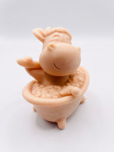 Load image into Gallery viewer, Handmade vegan soap featuring a cow in the bath scrubbing his back and packed in beautiful eco friendly packaging. crafted with natural French clays, activated charcoal and essential oils. a eco-friendly, zero waste gift that’s cruelty-free, skin-nourishing, and perfect for cow lovers or animal themed gifts. Small business UK
