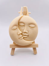 Load image into Gallery viewer, Handmade vegan soaps featuring a sun and moon. crafted with natural French clays, activated charcoal and essential oils. a eco-friendly, zero waste gift that’s cruelty-free, skin-nourishing, and perfect for moon lovers. friendship gifts and mothers day gifts. small business UK