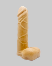Load image into Gallery viewer, Novelty vegan soap in the shape of a penis with vein details. Highly realistic! Perfect for Pride Gifts UK, hen party gifts or fun secret Santa gift. Wrapped in beautiful eco friendly packaging. Small business UK.