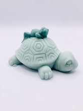 Load image into Gallery viewer, turtle frog soap, handmade animal soap, vegan soap for kids, nature themed soap, eco-friendly animal soap, SLS free kids soap, cruelty free soap bar, frog shaped soap, turtle shaped soap, cute soap gift, natural soap UK, handcrafted vegan soap, wildlife soap gift, bath gift for children, palm oil free soap