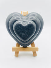 Load image into Gallery viewer, Handmade vegan soaps featuring a beautiful heart in beautiful eco friendly packaging crafted with natural French clays, activated charcoal and essential oils. a eco-friendly, zero waste gift that’s cruelty-free, skin-nourishing, and perfect for valentines day and romantic themed gifts. small business UK