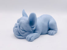 Load image into Gallery viewer, Handmade vegan soaps featuring a french bulldog dog with a cute heart on his bum wrapped in beautiful eco friendly packaging crafted with natural French clays, activated charcoal and essential oils. a eco-friendly, zero waste gift that’s cruelty-free, skin-nourishing, and perfect gift for frenchie owners, dog lovers and animal themed gifts. small business UK