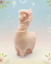 Load image into Gallery viewer, Handmade vegan soaps featuring a llama or alpaca wearing a jumper and sunglasses wrapped in beautiful eco friendly packaging crafted with natural French clays, activated charcoal and essential oils. a eco-friendly, zero waste gift that’s cruelty-free, skin-nourishing, and perfect for alpaca or llama gifts and animal themed gifts. small business UK