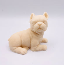 Load image into Gallery viewer, Handmade vegan soap featuring a french bulldog and packaged in beautiful eco friendly packaging. crafted with natural French clays, activated charcoal and essential oils. a eco-friendly, zero waste gift thatās cruelty-free, skin-nourishing, and perfect for frenchie owners, dog lovers and animal themed gifts. Small business UK