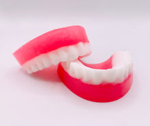 Load image into Gallery viewer, Dentist gift dental assistant gift dentist gift dental nurse gift healthcare Set of Denture vegan Soaps This fun, novelty set of denture soaps are the perfect gift for anyone in the dental industry. Set includes top and bottom dentures infused with spearmint essential oil.
