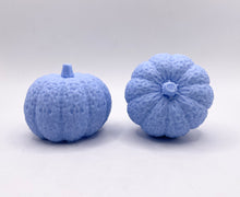 Load image into Gallery viewer, Handmade vegan soaps featuring a set of two chunky pumpkins gift boxed in beautiful eco friendly packaging crafted with natural French clays, activated charcoal and essential oils. a eco-friendly, zero waste gift that’s cruelty-free, skin-nourishing, and perfect gift for autumn lovers and halloween gifts. small business UK