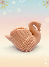 Load image into Gallery viewer, Handmade vegan soaps featuring a graceful swan and packed in beautiful eco friendly packaging crafted with natural French clays, activated charcoal and essential oils. a eco-friendly, zero waste gift that’s cruelty-free, skin-nourishing, and perfect for swan lovers, wedding favours and animal themed gifts. small business UK