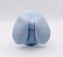 Load image into Gallery viewer, Handmade vegan soaps featuring an adorable rabbit with big floppy ears and stitching detail, in beautiful eco friendly packaging. crafted with natural French clays, activated charcoal and essential oils. a eco-friendly, zero waste gift that’s cruelty-free, skin-nourishing, the perfect gift for easter or for animal lovers. small business UK