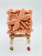 Load image into Gallery viewer, Handmade vegan soaps featuring a detailed dragonfly, in beautiful eco friendly packaging. crafted with natural French clays, activated charcoal and essential oils. a eco-friendly, zero waste gift that’s cruelty-free, skin-nourishing, the perfect gift for dragonfly lovers or for animal lovers. small business UK