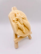 Load image into Gallery viewer, Handmade vegan soaps shaped as two nuzzling giraffes. crafted with natural French clays, activated charcoal and essential oils. a eco-friendly, zero waste gift thatās cruelty-free, skin-nourishing, and perfect for animal lovers and gifting . Beautifully wrapped in eco friendly packaging. Small business UK