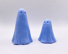 Load image into Gallery viewer, Handmade vegan soaps shaped as a set of two cute sheet ghosts beautifully gift boxed in eco friendly packaging. crafted with natural French clays, activated charcoal and essential oils. a eco-friendly, zero waste gift that’s cruelty-free, skin-nourishing, and perfect for Halloween and gifting. Small Business UK