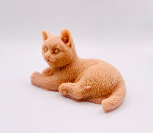 Load image into Gallery viewer, Handmade vegan soaps featuring a lazy cat, in beautiful eco friendly packaging. crafted with natural French clays, activated charcoal and essential oils. a eco-friendly, zero waste gift that’s cruelty-free, skin-nourishing, the perfect gift for cat lovers or for animal lovers. small business UK