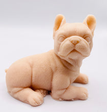 Load image into Gallery viewer, Handmade vegan soap featuring a french bulldog and packaged in beautiful eco friendly packaging. crafted with natural French clays, activated charcoal and essential oils. a eco-friendly, zero waste gift thatās cruelty-free, skin-nourishing, and perfect for frenchie owners, dog lovers and animal themed gifts. Small business UK