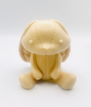 Load image into Gallery viewer, Handmade vegan soaps featuring an adorable rabbit with big floppy ears and stitching detail, in beautiful eco friendly packaging. crafted with natural French clays, activated charcoal and essential oils. a eco-friendly, zero waste gift that’s cruelty-free, skin-nourishing, the perfect gift for easter or for animal lovers. small business UK