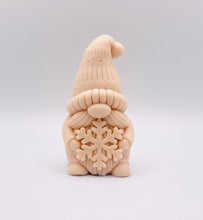 Load image into Gallery viewer, Handmade vegan soaps featuring a christmas gnome holding a snowflake in beautiful eco friendly packaging crafted with natural French clays, activated charcoal and essential oils. a eco-friendly, zero waste gift that’s cruelty-free, skin-nourishing, and perfect for gnome lovers and christmas themed gifts. small business UK