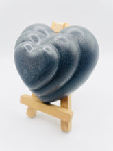 Load image into Gallery viewer, Handmade vegan soaps featuring a beautiful heart in beautiful eco friendly packaging crafted with natural French clays, activated charcoal and essential oils. a eco-friendly, zero waste gift that’s cruelty-free, skin-nourishing, and perfect for valentines day and romantic themed gifts. small business UK