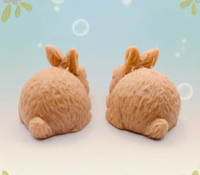 Load image into Gallery viewer, Handmade vegan soaps featuring a set of two detailed rabbit soaps, beautifully gift boxed in eco friendly packaging. crafted with natural French clays, activated charcoal and essential oils. a eco-friendly, zero waste gift that’s cruelty-free, skin-nourishing, and perfect for rabbit owners gifts and Mother’s Day. Small business UK