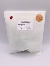 Load image into Gallery viewer, Handmade vegan Brontosaurus dinosaur shaped vegan soaps. crafted with natural French clays, activated charcoal and essential oils. a eco-friendly, zero waste gift that’s cruelty-free, skin-nourishing, and perfect for dragon dinosaur lovers and gifting.