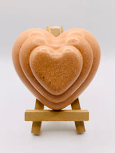 Load image into Gallery viewer, Handmade vegan soaps featuring a beautiful heart in beautiful eco friendly packaging crafted with natural French clays, activated charcoal and essential oils. a eco-friendly, zero waste gift that’s cruelty-free, skin-nourishing, and perfect for valentines day and romantic themed gifts. small business UK