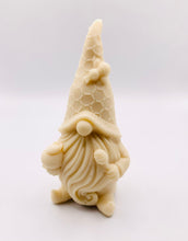 Load image into Gallery viewer, Handmade vegan soaps featuring a gorgeous honey bee design gnome soap. gnome is holding a honeypot and has a bee on his hat. crafted with natural French clays, activated charcoal and essential oils. a eco-friendly, zero waste gift that’s cruelty-free, skin-nourishing, and perfect for gnome lovers and gifting. Small Business UK