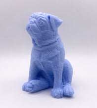 Load image into Gallery viewer, Handmade vegan soaps featuring a cute sitting pug dog. crafted with natural French clays, activated charcoal and essential oils. a eco-friendly, zero waste gift that’s cruelty-free, skin-nourishing, and perfect for pug owner gifts and dog lovers. Beautiful eco friendly packaging. Small Business UK