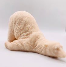 Load image into Gallery viewer, Handmade vegan soaps featuring a huge lazy polar bear with his bum up in the air. gift boxed in beautiful eco friendly packaging. crafted with natural French clays, activated charcoal and essential oils. a eco-friendly, zero waste gift that’s cruelty-free, skin-nourishing, the perfect gift for polar bear lovers, Christmas gifts or for animal lover gifts. small business UK
