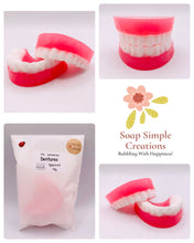 Load image into Gallery viewer, Dentist gift dental assistant gift dentist gift dental nurse gift healthcare Set of Denture vegan Soaps This fun, novelty set of denture soaps are the perfect gift for anyone in the dental industry. Set includes top and bottom dentures infused with spearmint essential oil.