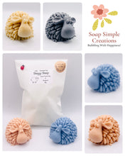 Load image into Gallery viewer, Handmade vegan soaps featuring a cute shaggy sheep, packaged in beautiful eco friendly packaging. crafted with natural French clays, activated charcoal and essential oils. a eco-friendly, zero waste gift that’s cruelty-free, skin-nourishing, the perfect gift for sheep lovers and animal lovers. small business UK