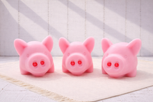 Load image into Gallery viewer, Three handmade pig soaps with detailed snouts and curly tails, Gift Boxed