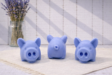 Load image into Gallery viewer, Three handmade pig soaps with detailed snouts and curly tails, Gift Boxed