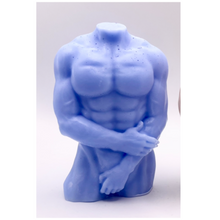 Load image into Gallery viewer, Handmade vegan soaps featuring a masculine male sculpture, packaged in beautiful eco friendly packaging. crafted with natural French clays, activated charcoal and essential oils. a eco-friendly, zero waste gift that’s cruelty-free, skin-nourishing, the perfect gift for Pride or hen party gifts. small business UK