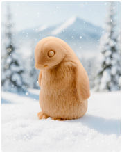 Load image into Gallery viewer, Handmade vegan soaps featuring a highly detailed Christmas penguin. crafted with natural French clays, activated charcoal and essential oils. a eco-friendly, zero waste gift that’s cruelty-free, skin-nourishing, and perfect for animal lovers, penguin lovers and teacher appreciation gifts.
