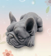 Load image into Gallery viewer, A highly detailed handmade French Bulldog puppy soap, captured in a peaceful sleeping pose with realistic fur texture