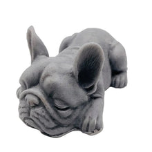Load image into Gallery viewer, A highly detailed handmade French Bulldog puppy soap, captured in a peaceful sleeping pose with realistic fur texture