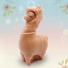Load image into Gallery viewer, Handmade vegan soaps featuring a llama or alpaca wearing a jumper and sunglasses wrapped in beautiful eco friendly packaging crafted with natural French clays, activated charcoal and essential oils. a eco-friendly, zero waste gift that’s cruelty-free, skin-nourishing, and perfect for alpaca or llama gifts and animal themed gifts. small business UK