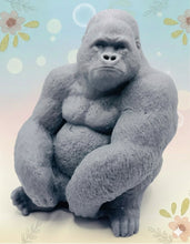 Load image into Gallery viewer, Handmade vegan soaps featuring a huge detailed gorilla soap gift boxed in beautiful eco friendly packaging crafted with natural French clays, activated charcoal and essential oils. a eco-friendly, zero waste gift that’s cruelty-free, skin-nourishing, and perfect for gorilla lovers, gifts for him and animal themed gifts. small business UK