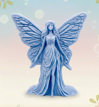 Load image into Gallery viewer, Handmade vegan soaps featuring a large detailed fairy and packed in beautiful eco friendly packaging crafted with natural French clays, activated charcoal and essential oils. a eco-friendly, zero waste gift that’s cruelty-free, skin-nourishing, and perfect for fairy lovers and whimsical themed gifts. small business UK