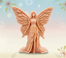 Load image into Gallery viewer, Handmade vegan soaps featuring a large detailed fairy and packed in beautiful eco friendly packaging crafted with natural French clays, activated charcoal and essential oils. a eco-friendly, zero waste gift that’s cruelty-free, skin-nourishing, and perfect for fairy lovers and whimsical themed gifts. small business UK
