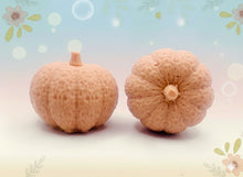 Load image into Gallery viewer, Handmade vegan soaps featuring a set of two chunky pumpkins gift boxed in beautiful eco friendly packaging crafted with natural French clays, activated charcoal and essential oils. a eco-friendly, zero waste gift that’s cruelty-free, skin-nourishing, and perfect gift for autumn lovers and halloween gifts. small business UK