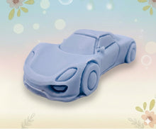 Load image into Gallery viewer, Handmade vegan soaps featuring a sports car wrapped in beautiful eco friendly packaging crafted with natural French clays, activated charcoal and essential oils. a eco-friendly, zero waste gift that’s cruelty-free, skin-nourishing, and perfect gift for sports car lovers and gifts for him. small business UK