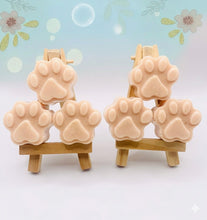 Load image into Gallery viewer, Handmade vegan soaps shaped with paw prints. set of 6, beautifully gift boxed in eco friendly packaging. crafted with natural French clays, activated charcoal and essential oils. a eco-friendly, zero waste gift thatās cruelty-free, skin-nourishing, and perfect for animal lovers and gifting. Small Business UK