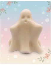 Load image into Gallery viewer, Handmade vegan soaps shaped as a cute ghost. crafted with natural French clays, activated charcoal and essential oils. a eco-friendly, zero waste gift that’s cruelty-free, skin-nourishing, and perfect for Halloween and gifting. Small business UK.