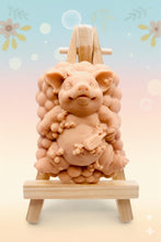 Load image into Gallery viewer, Handmade vegan soaps featuring a pig surrounded with bubbles with a scrubbing brush in beautiful eco friendly packaging. crafted with natural French clays, activated charcoal and essential oils. a eco-friendly, zero waste gift that’s cruelty-free, skin-nourishing, the perfect gift for any pig or animal lover. UK Small Business