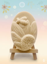 Load image into Gallery viewer, Handmade vegan soaps featuring a gorgeous bee and sunflower chunky design soap. crafted with natural French clays, activated charcoal and essential oils. a eco-friendly, zero waste gift that’s cruelty-free, skin-nourishing, and perfect for bee lovers and gifting. UK Small Business