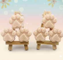 Load image into Gallery viewer, Handmade vegan soaps shaped with paw prints. set of 6, beautifully gift boxed in eco friendly packaging. crafted with natural French clays, activated charcoal and essential oils. a eco-friendly, zero waste gift thatās cruelty-free, skin-nourishing, and perfect for animal lovers and gifting. Small Business UK